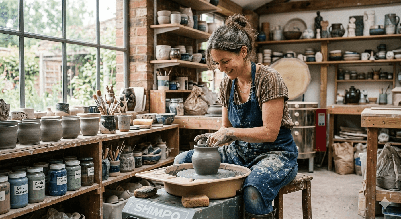 Sophie Madoré dans son atelier de céramique à Montpellier